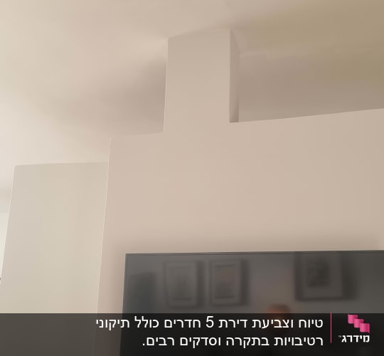 קיר צבוע בלבן עם טלוויזיה תלויה עליו